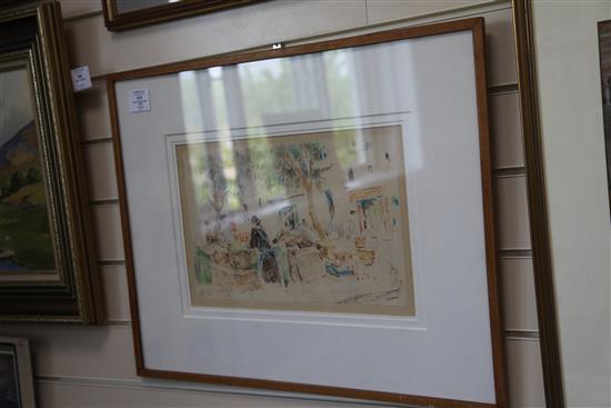 Paul Maze (1887-1979) Vegetable market, 9 x 13.5in.